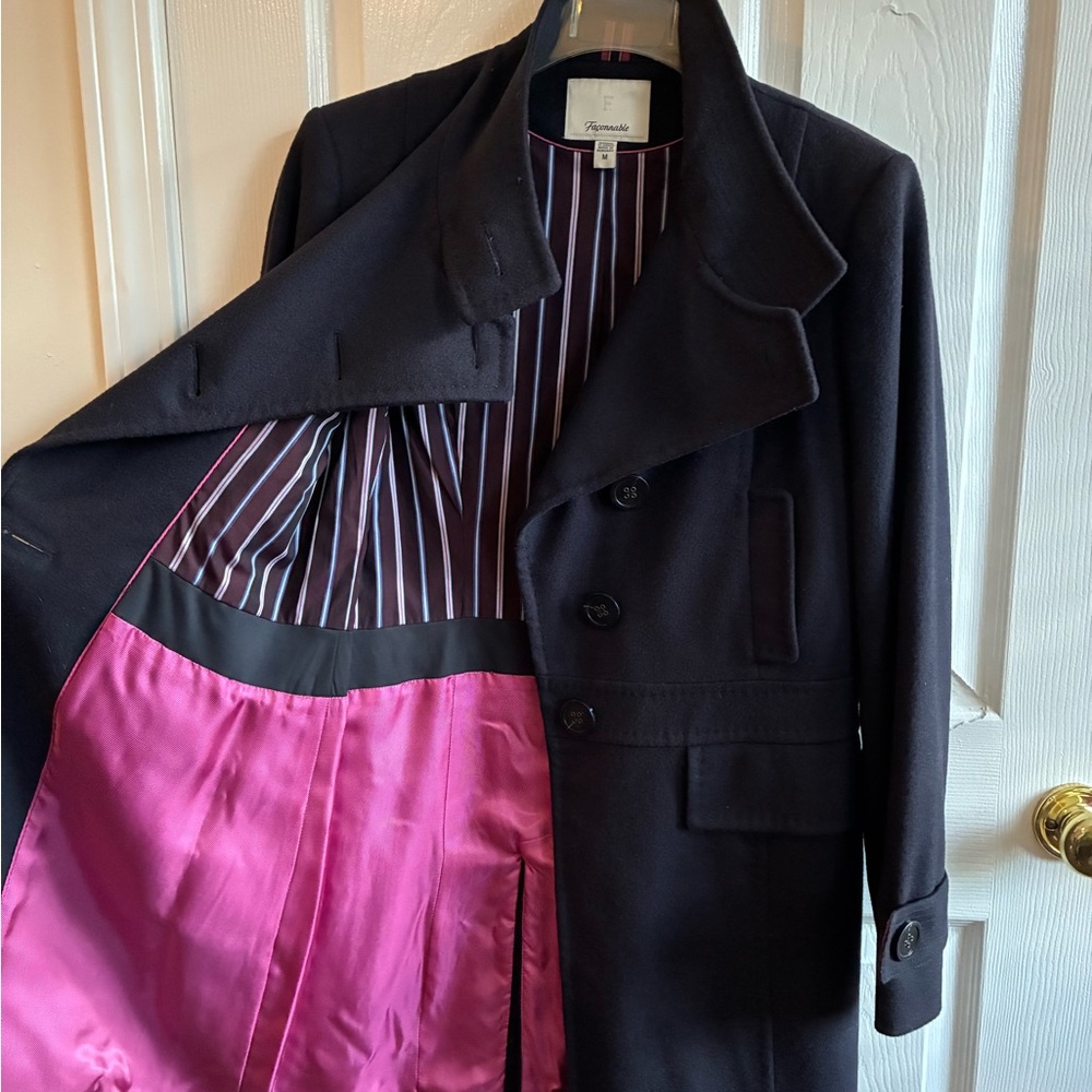 Women's Navy Cashmere/Wool Blue Coat - Picture 2 of 6